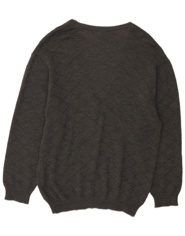 Sweter damski w stylu vintage, EU 46 XL, szary, poliakrylowy w kratkę