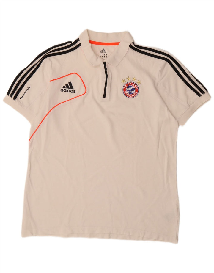 Męska koszulka polo ADIDAS FC Bayern Munchen UK 44/46, duża, biała bawełna