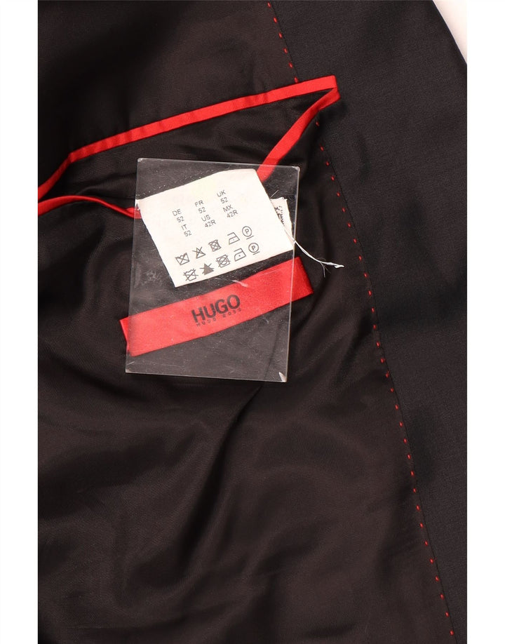 Męska marynarka zapinana na 2 guziki Hugo Boss EU 52 XL Czarna wełna