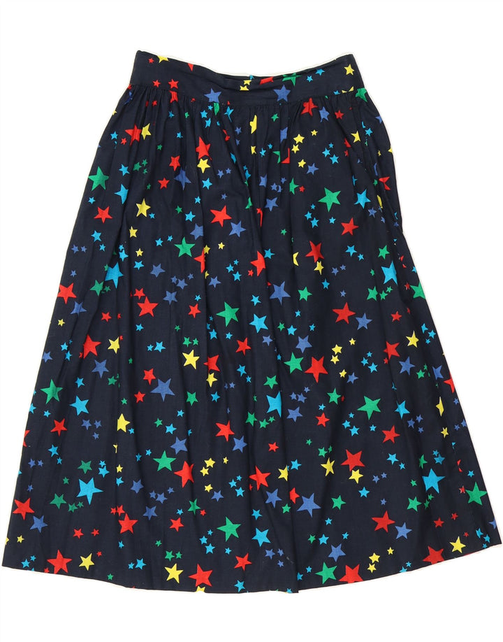 VINTAGE Womens Abstract Pattern A-Line Skirt W28 Medium Navy Blue Vintage Vintage and Second-Hand Vintage from Messina Hembry 