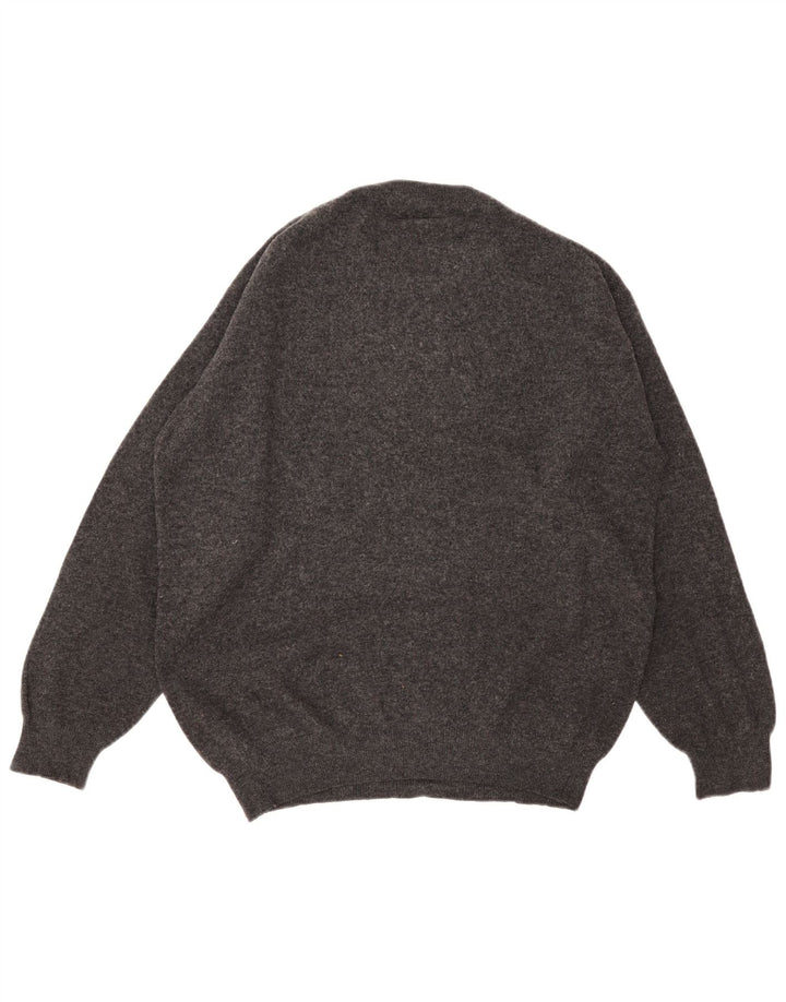 Zara Męski sweter z okrągłym dekoltem XL, szary, wełniany w cętki