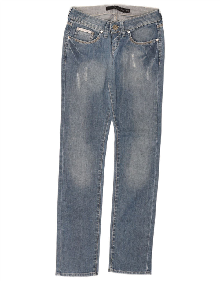 Damskie proste dżinsy Calvin Klein W26 L31 Niebieskie bawełniane