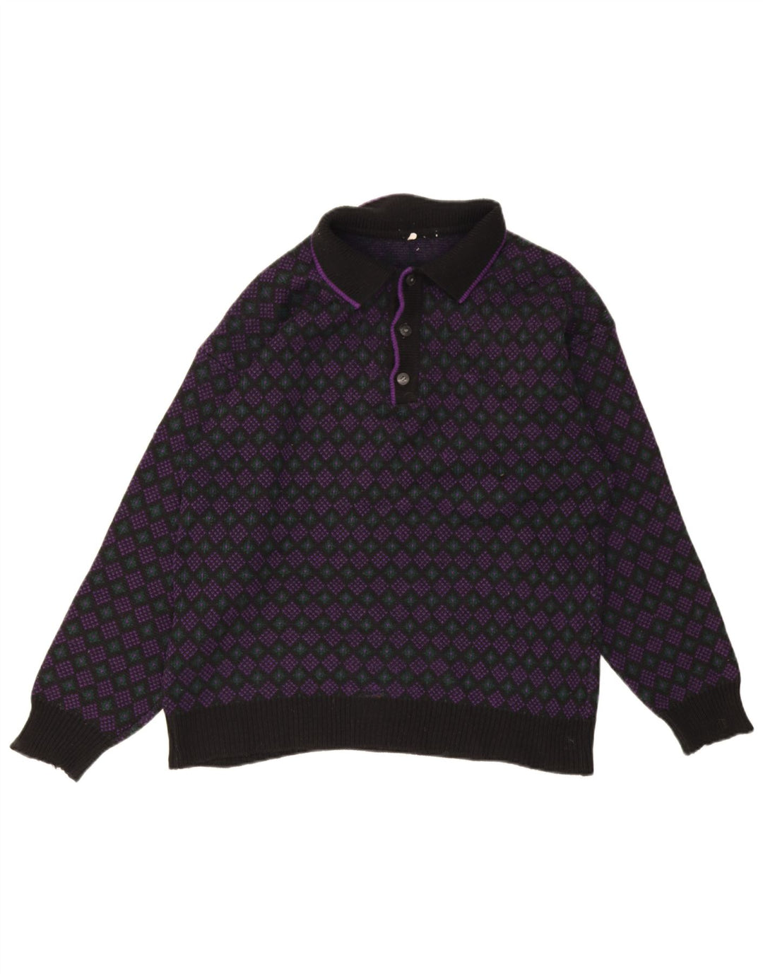 Męski sweter z golfem w stylu vintage, średnio wielobarwny, geometryczny