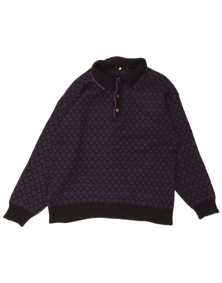 Męski sweter z golfem w stylu vintage, średnio wielobarwny, geometryczny