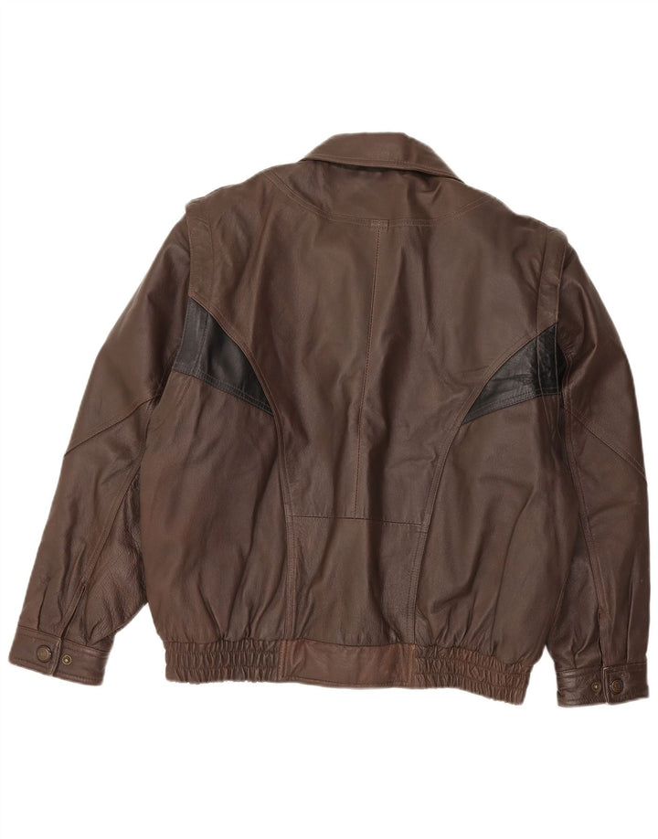 Vintage męska kurtka skórzana bomber UK 42 XL brązowa skóra