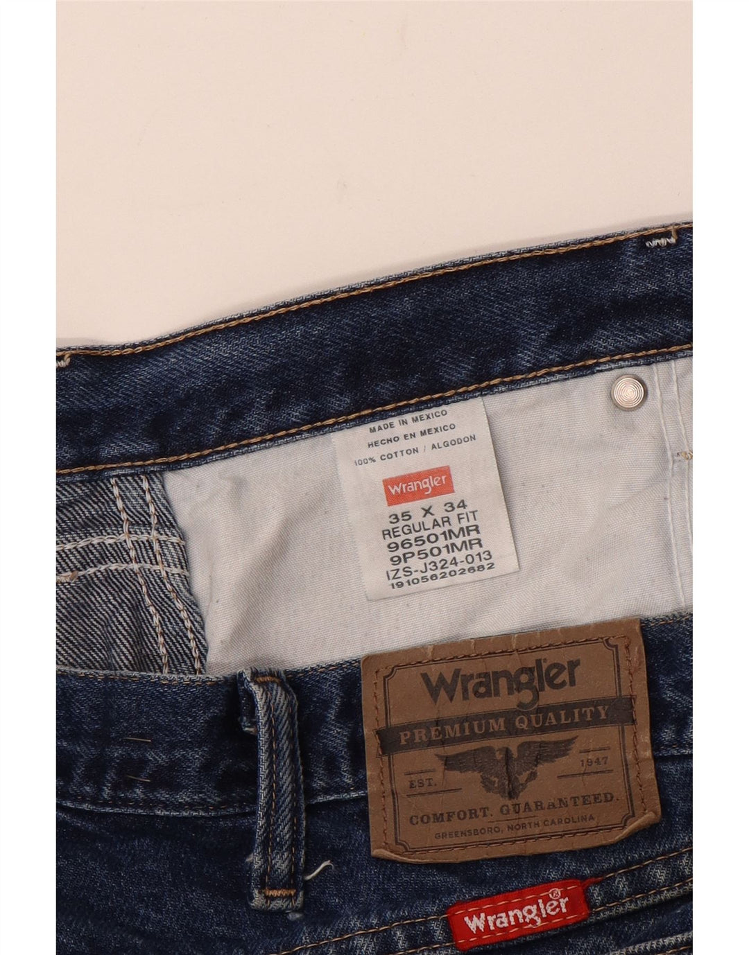 Męskie jeansy Wrangler o prostym kroju W35 L30, niebieskie, bawełniane
