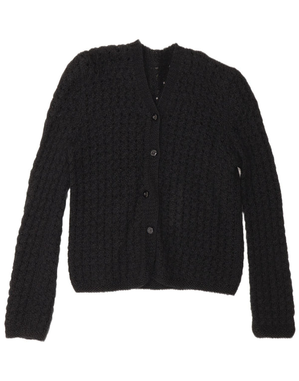 Sweter damski w stylu vintage, prześwitujący, szydełkowy sweter UK 14, średni czarny