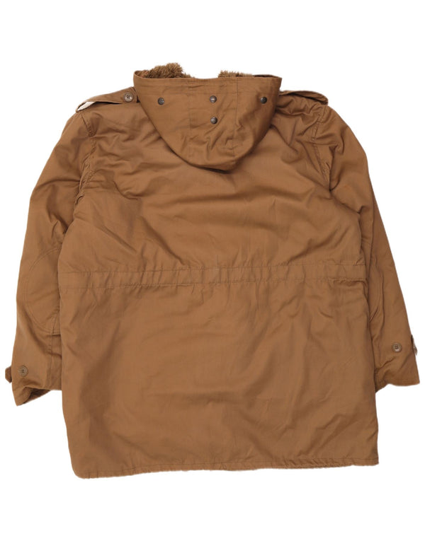 Męska kurtka Sherpa Parka z kapturem VINTAGE UK 42 XL Brązowa bawełna