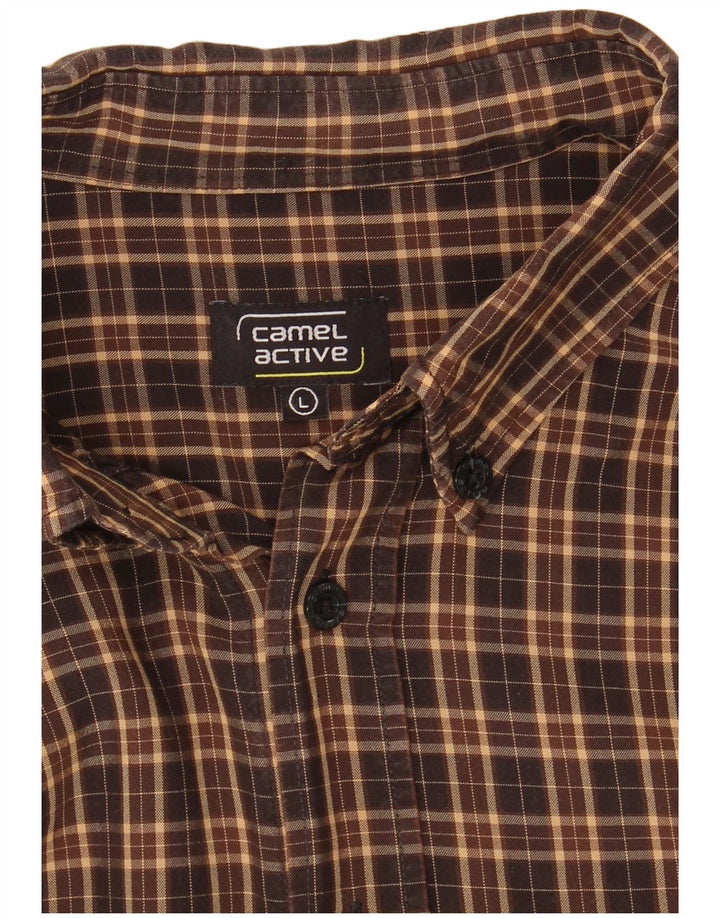 Męska koszula flanelowa Camel Active w dużą brązową kratę