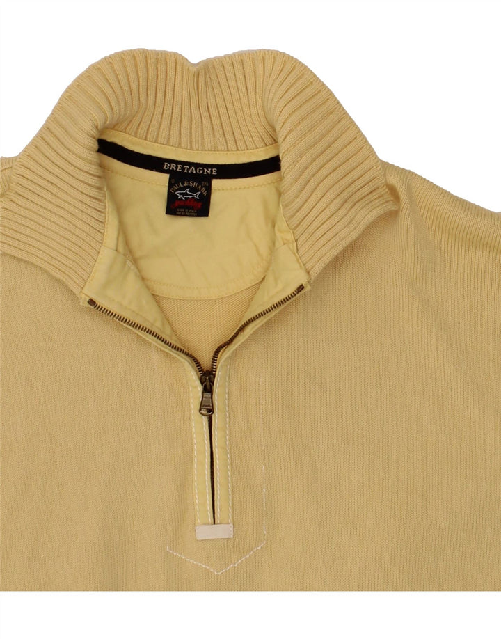 PAUL & SHARK Męski sweter zapinany na zamek, 3XL, żółta wełna