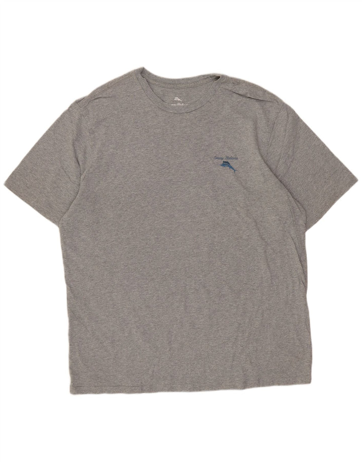 Męski T-shirt z grafiką Tommy Bahama, duży, szary, bawełniany