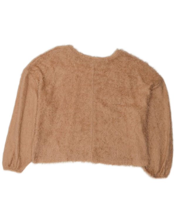 Sweter damski Zara Crop Oversize z okrągłym dekoltem UK 16, duży, beżowy