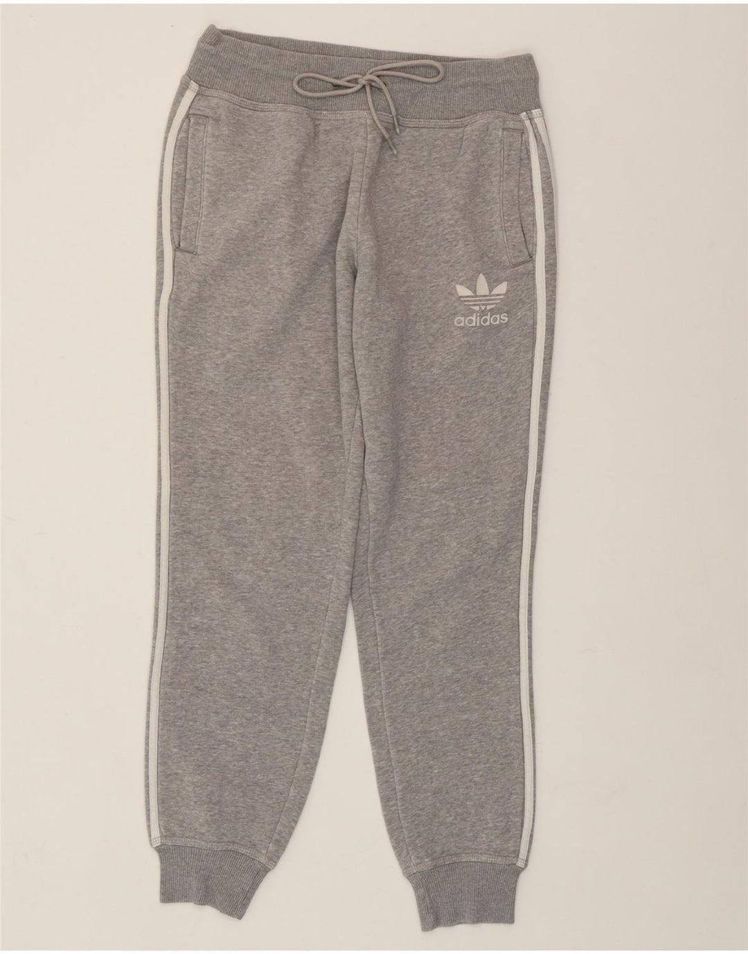 Damskie spodnie dresowe ADIDAS Joggers UK 10 Small, szara bawełna