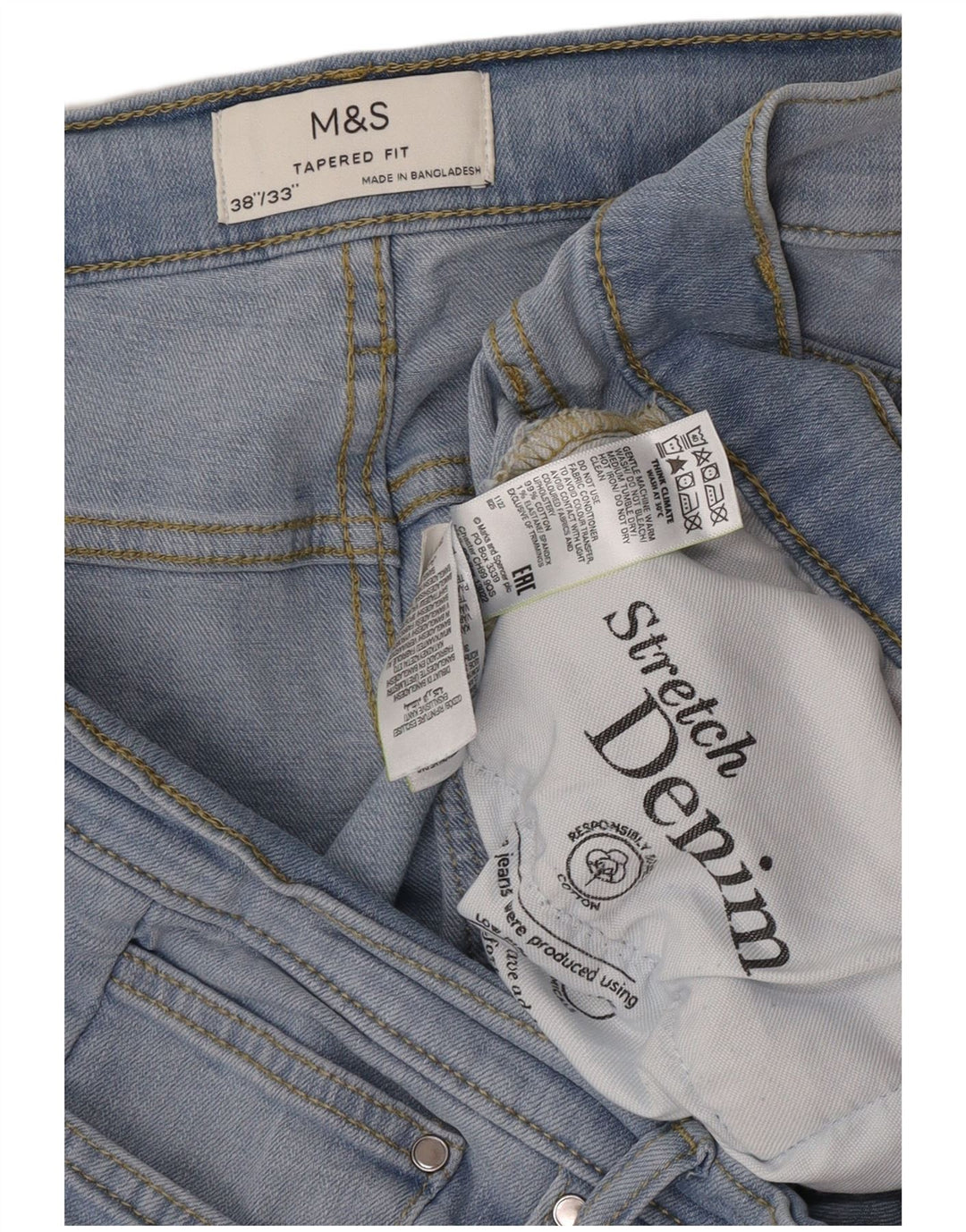 Marks & Spencer Męskie dżinsy zwężane W38 L30 Niebieskie bawełniane