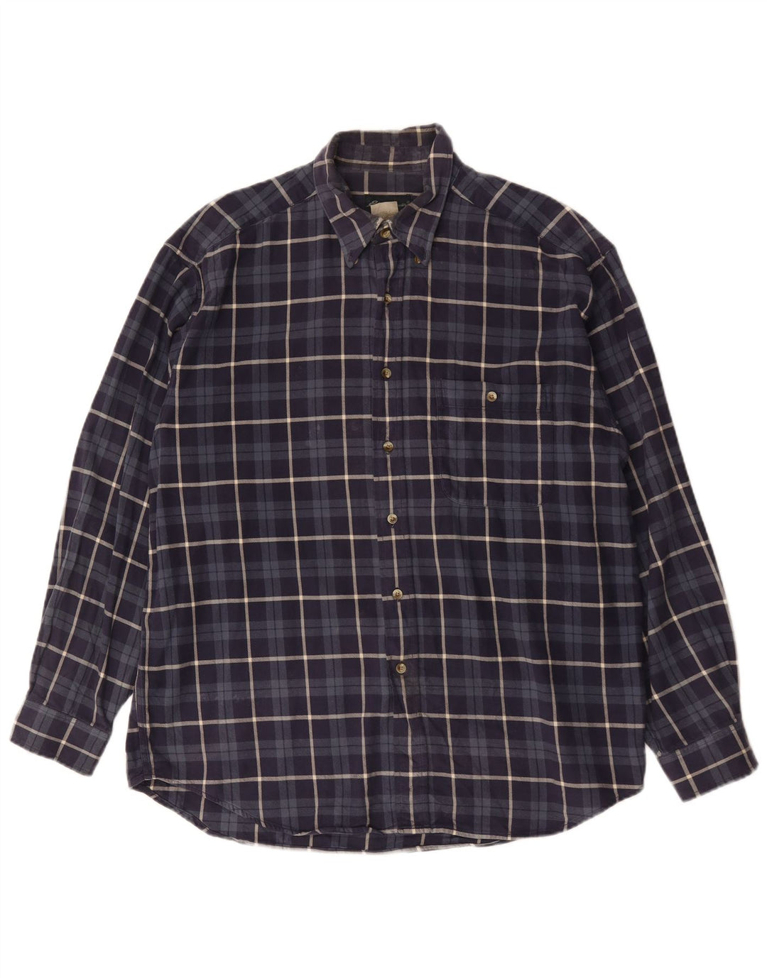 Koszula flanelowa męska Eddie Bauer, duża, bawełniana w granatową kratę
