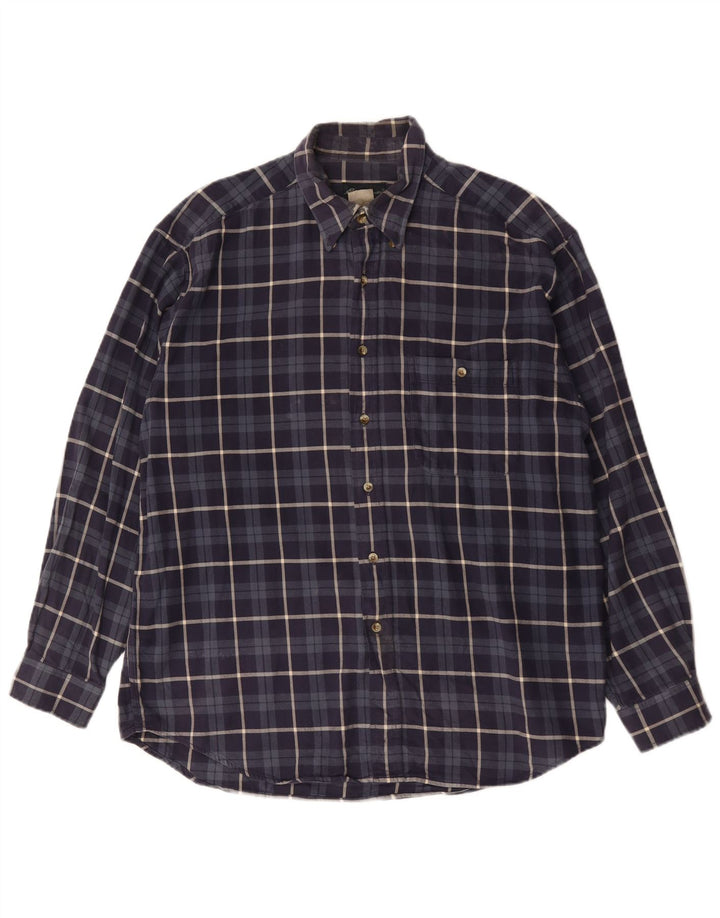 Koszula flanelowa męska Eddie Bauer, duża, bawełniana w granatową kratę