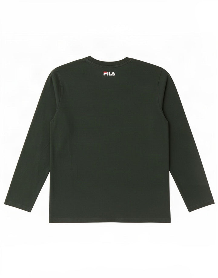 Top męski Fila z długim rękawem 2XL, zielony, bawełniany
