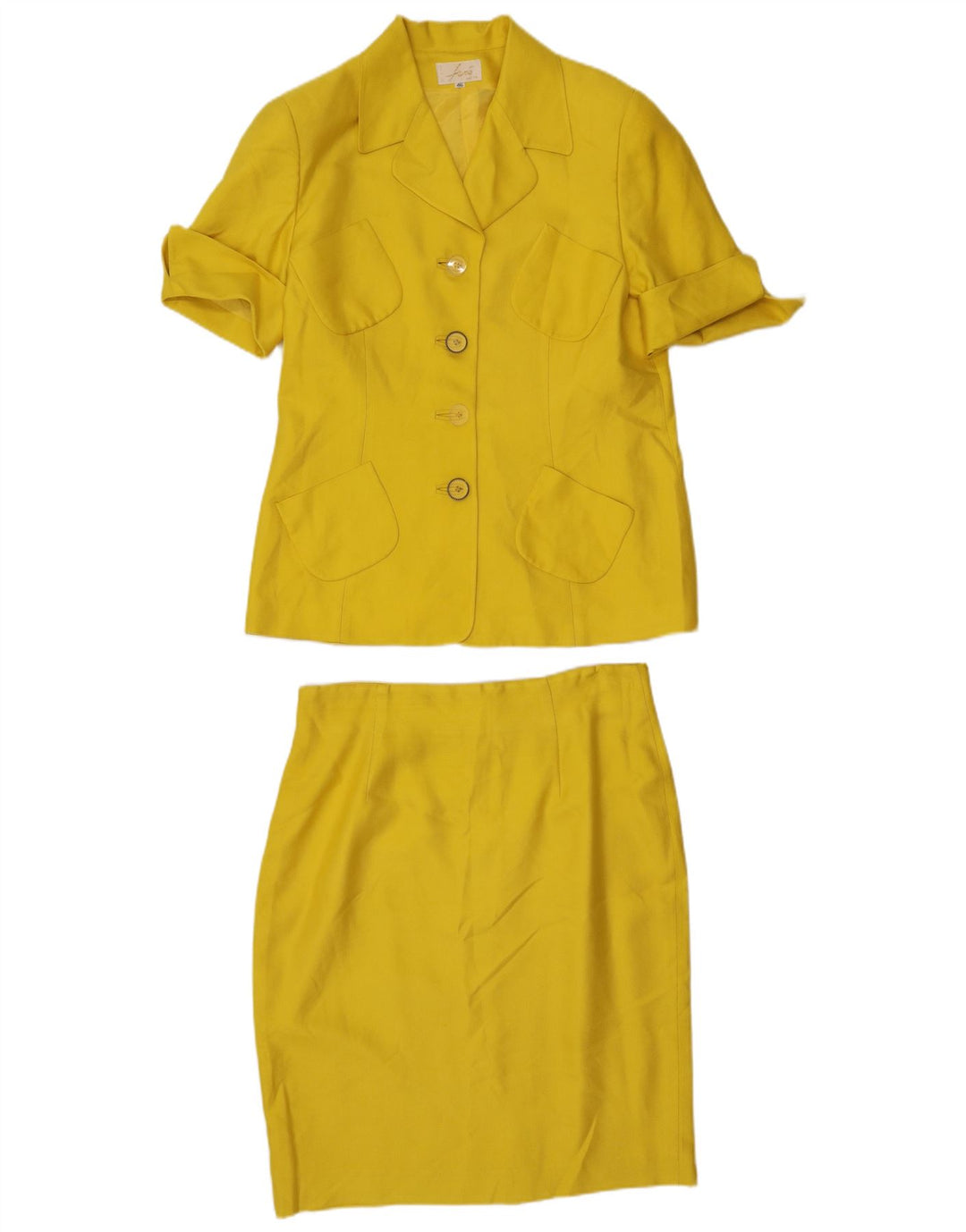 Vintage damski zestaw spódnic zapinanych na 4 guziki, 2 częściowy IT 46 Large W32 Żółty jedwab