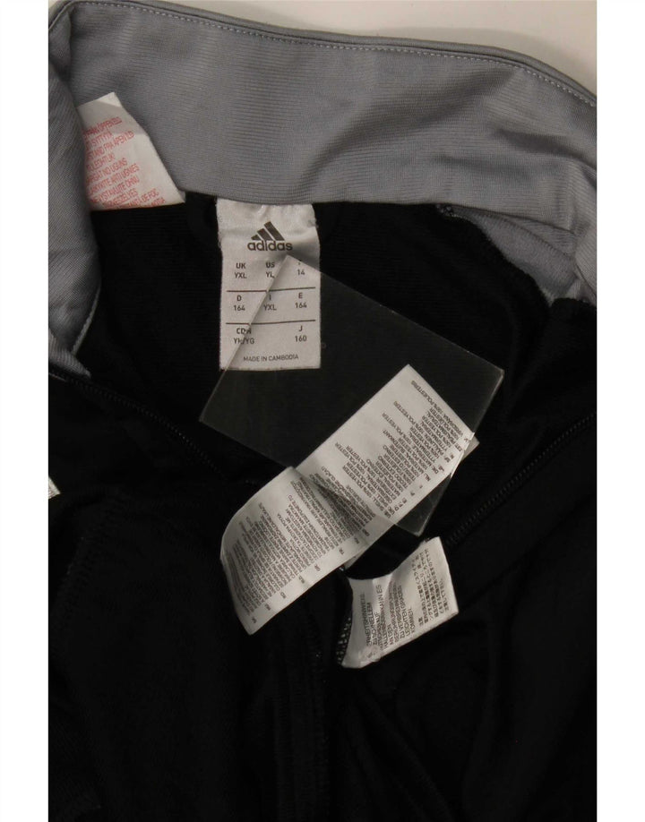 Adidas Chłopięca bluza dresowa Top 13-14 lat XL Czarny poliester z blokami kolorów