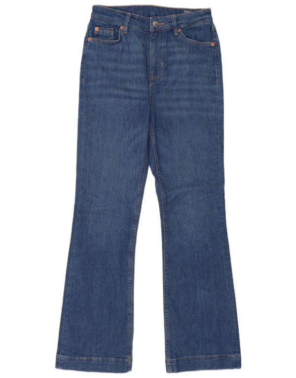 Marks & Spencer Damskie jeansy rozkloszowane z wysokim stanem UK 10 Małe W28 L31 Niebieskie