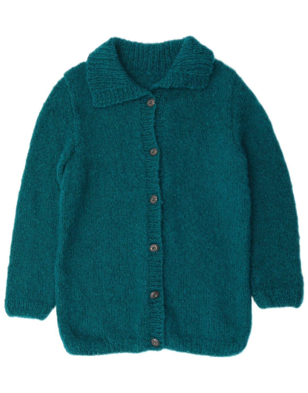 Sweter damski w stylu vintage, rozpinany UK 12, średni niebieski