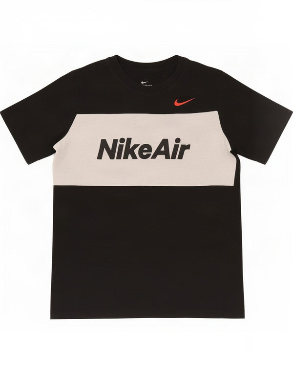 Chłopięcy T-shirt z grafiką Nike, 13-14 lat, XL, czarna, bawełniana z blokami kolorów