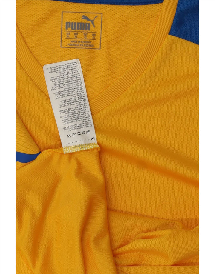 Męski T-shirt PUMA Top XL, żółty poliester z blokami kolorów