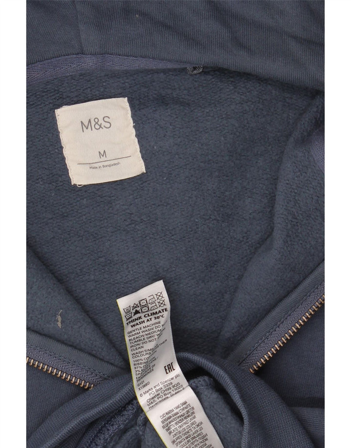 Marks & Spencer Męski sweter z kapturem i zamkiem, średni granatowy, bawełniany