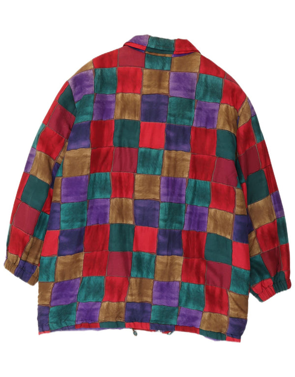 Vintage damski płaszcz wiatrówka oversize EU 44 XL wielobarwny patchwork