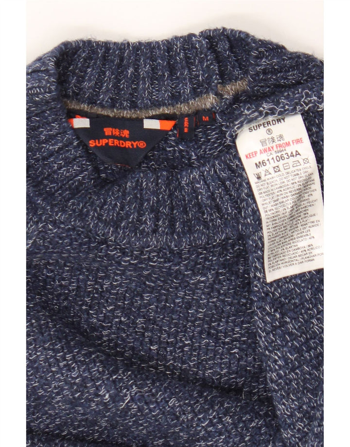 Męski sweter z okrągłym dekoltem Superdry, średni niebieski, poliestrowy w cętki