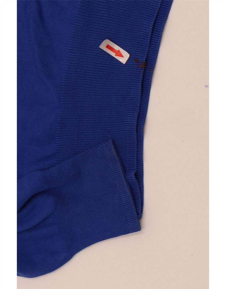 Męski sweter Zara z dekoltem w kształcie litery V, średnioniebieski, bawełniany
