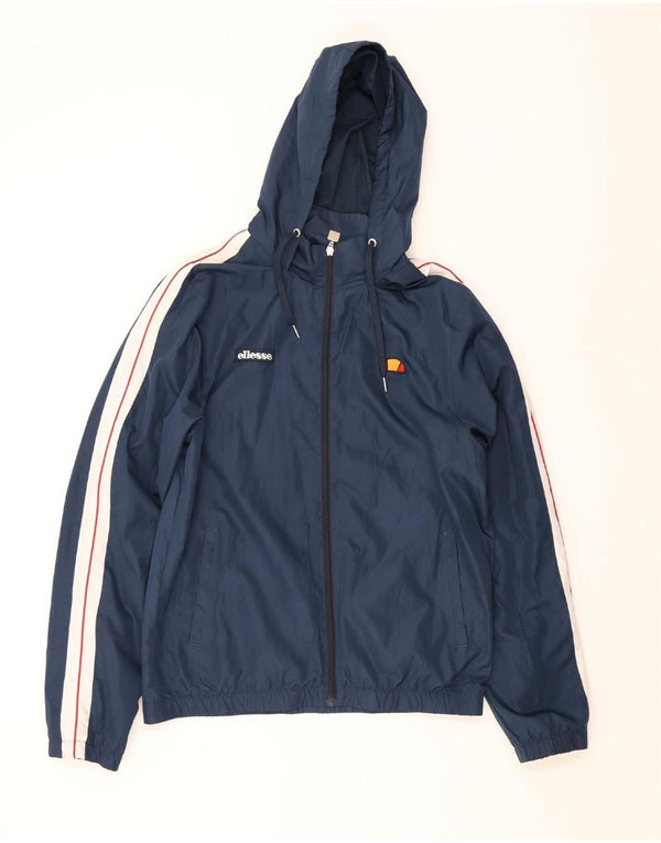 Męska kurtka przeciwdeszczowa z kapturem Ellesse UK 42 XL Niebieski poliester z blokami kolorów