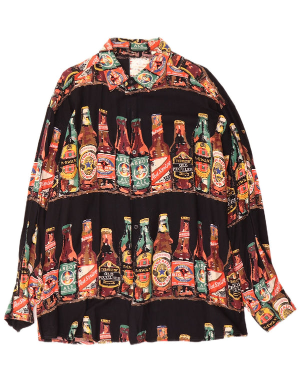 Koszula męska w stylu vintage w abstrakcyjny wzór XL, wielobarwna wiskoza