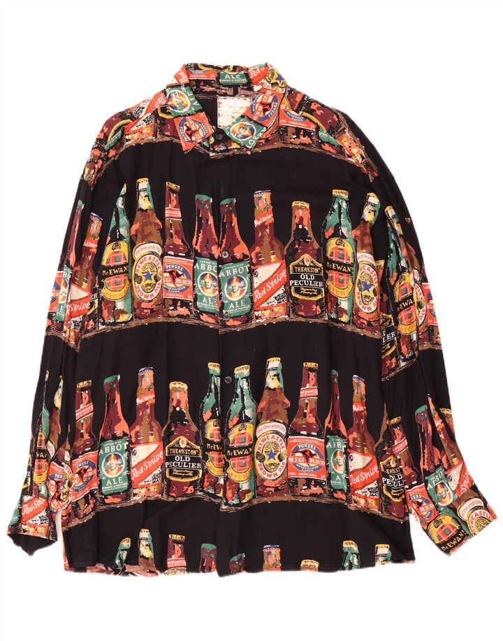 Koszula męska w stylu vintage w abstrakcyjny wzór XL, wielobarwna wiskoza