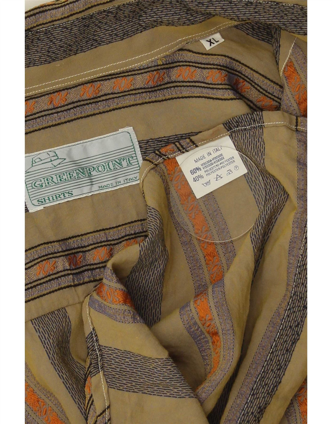 Koszula męska w stylu vintage XL w kolorze khaki z wiskozy w paski