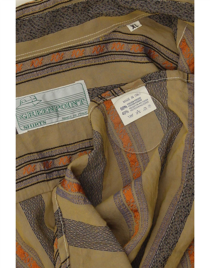 Koszula męska w stylu vintage XL w kolorze khaki z wiskozy w paski