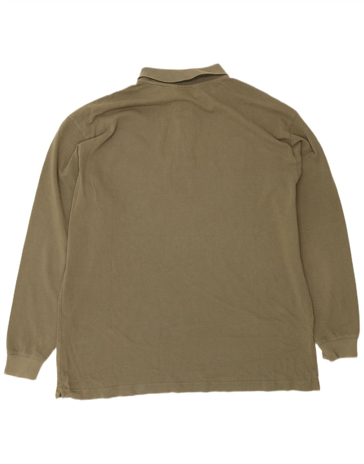Męska koszulka polo Kappa z długim rękawem, bawełna khaki, 2XL