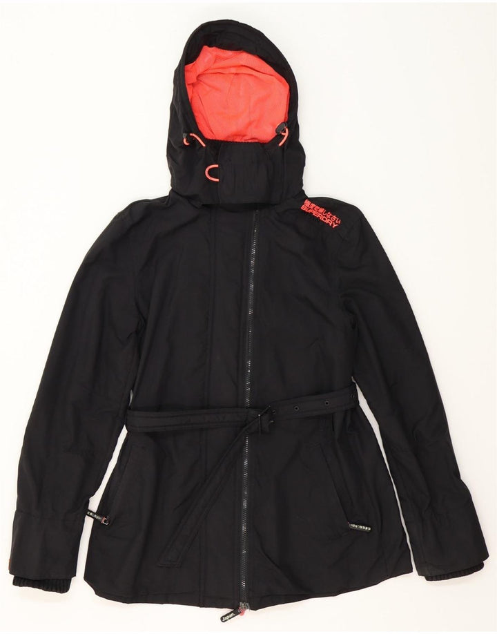 SUPERDRY Womens The Windmac Hooded Windbreaker Jacket UK 14 Medium Black Vintage Superdry and Second-Hand Superdry from Messina Hembry 
