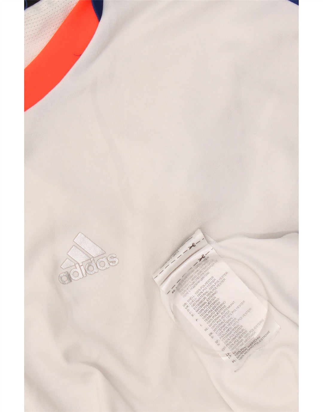 Adidas Męski T-shirt Top Średni Biały Poliester z blokami kolorów