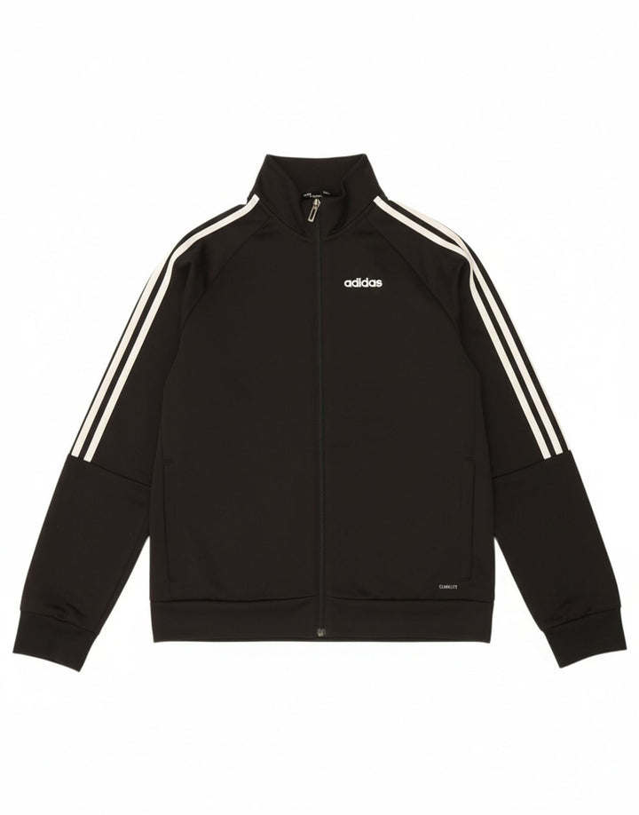 ADIDAS Boys Climalite Tracksuit Top Jacket 13-14 Years Black Polyester
