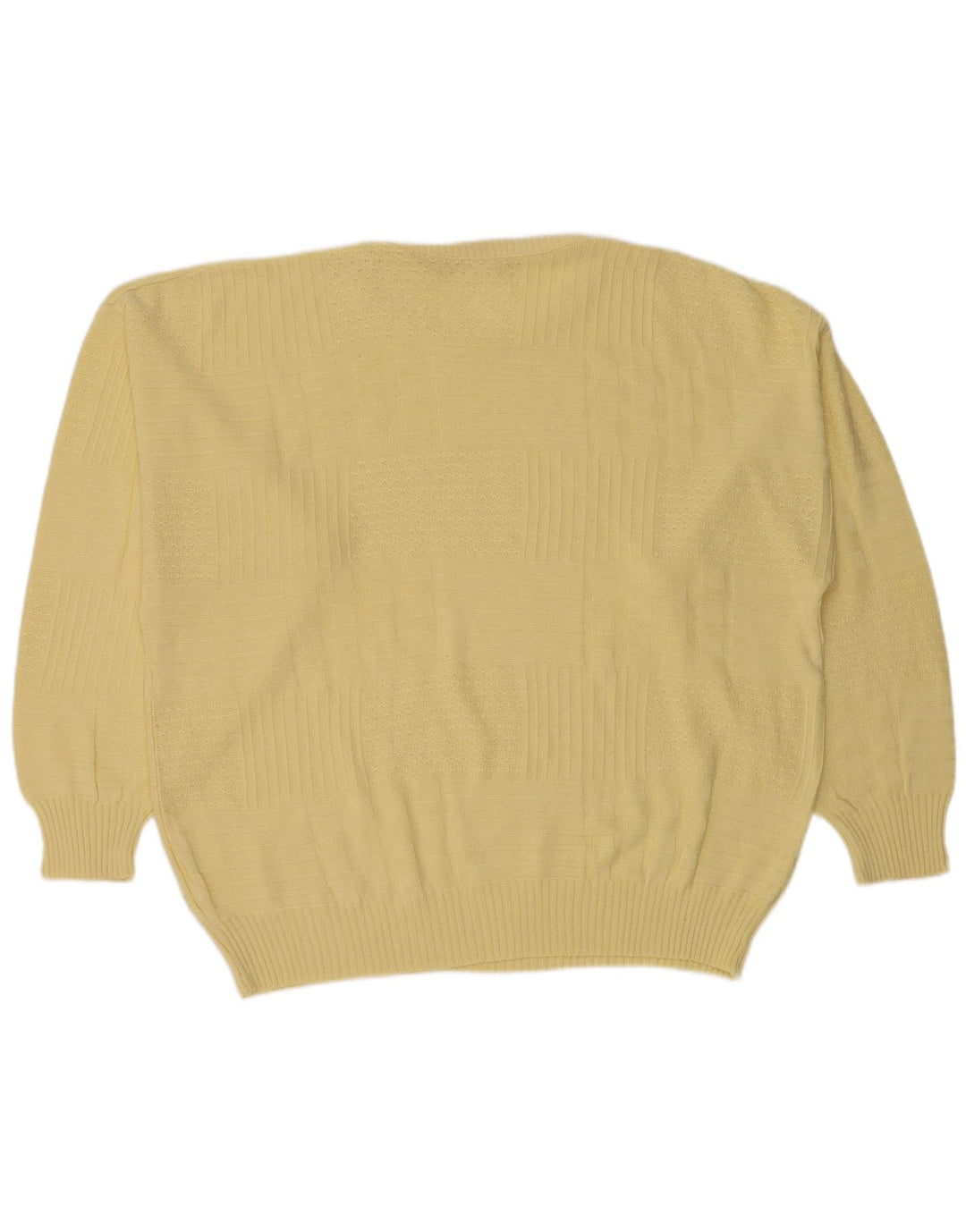 Vintage męski sweter z okrągłym dekoltem IT 50 średni żółty poliakryl