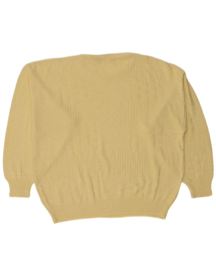 Vintage męski sweter z okrągłym dekoltem IT 50 średni żółty poliakryl