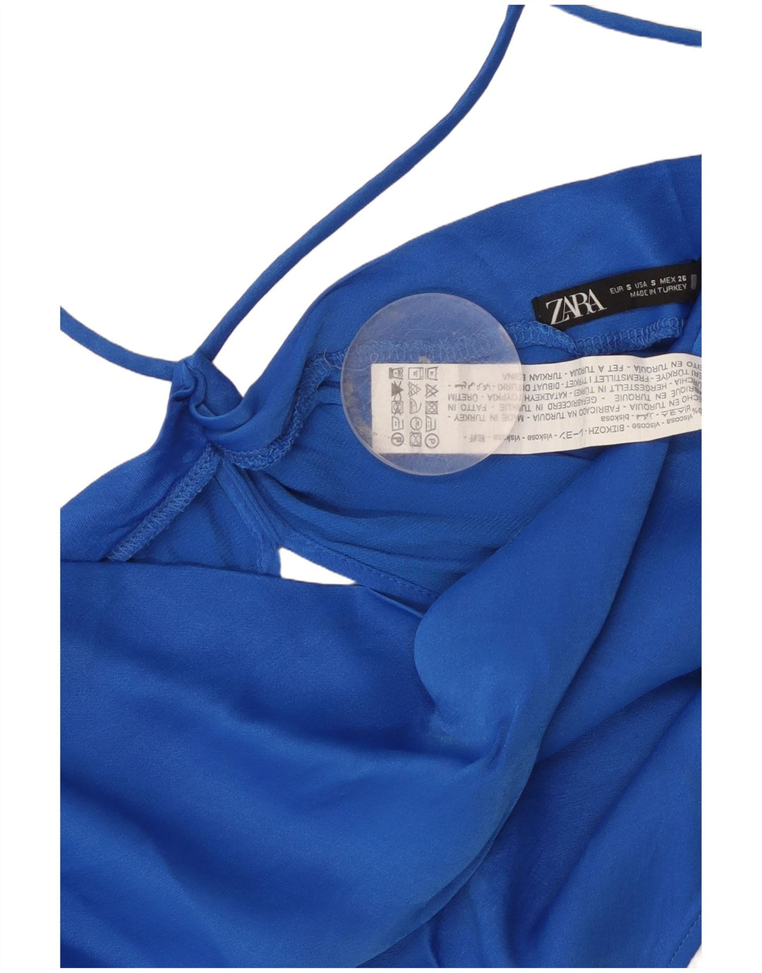 Damski top Zara Crop Top UK 8 Small Blue Wiskoza