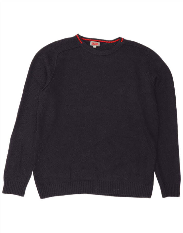Męski sweter Slam z dekoltem w łódkę 2XL Granatowa wełna