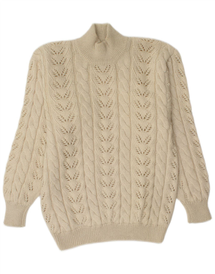 Vintage męski sweter z golfem, średni beż