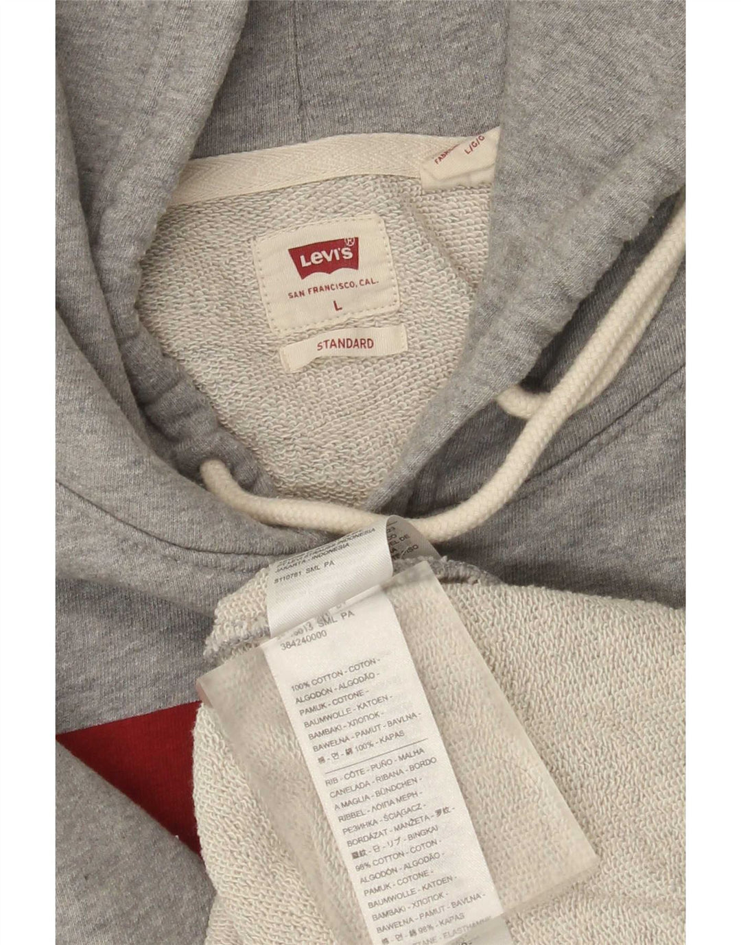 Męski sweter z kapturem Levi's Standard Graphic, duży, szary, bawełniany