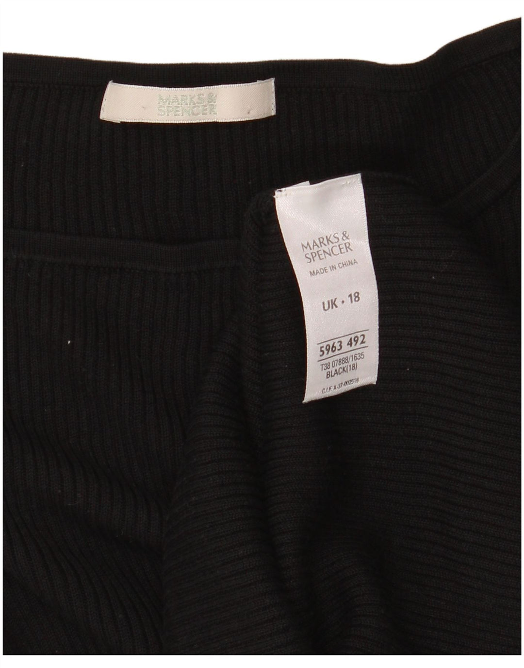 Marks & Spencer Damski top z rękawem 3/4, UK 18 XL, czarny jedwab