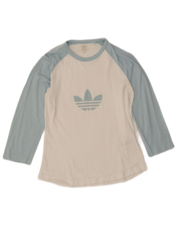 Damska koszulka graficzna Adidas z rękawem 3/4 IT 44, bawełniana w kolorze średniej bieli