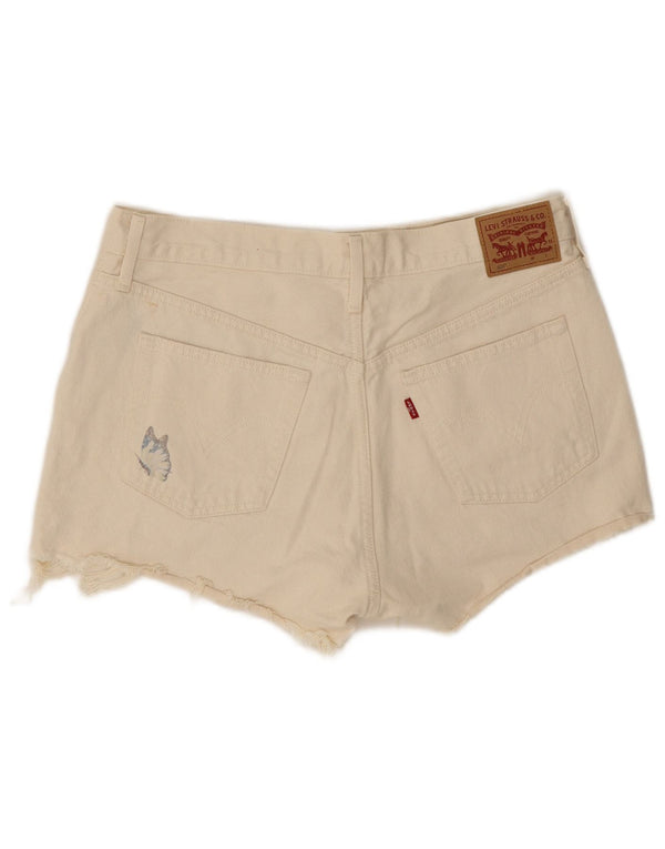 Damskie spodenki jeansowe Levi's 501 z wysokim stanem W31 Medium Off White Butterfly
