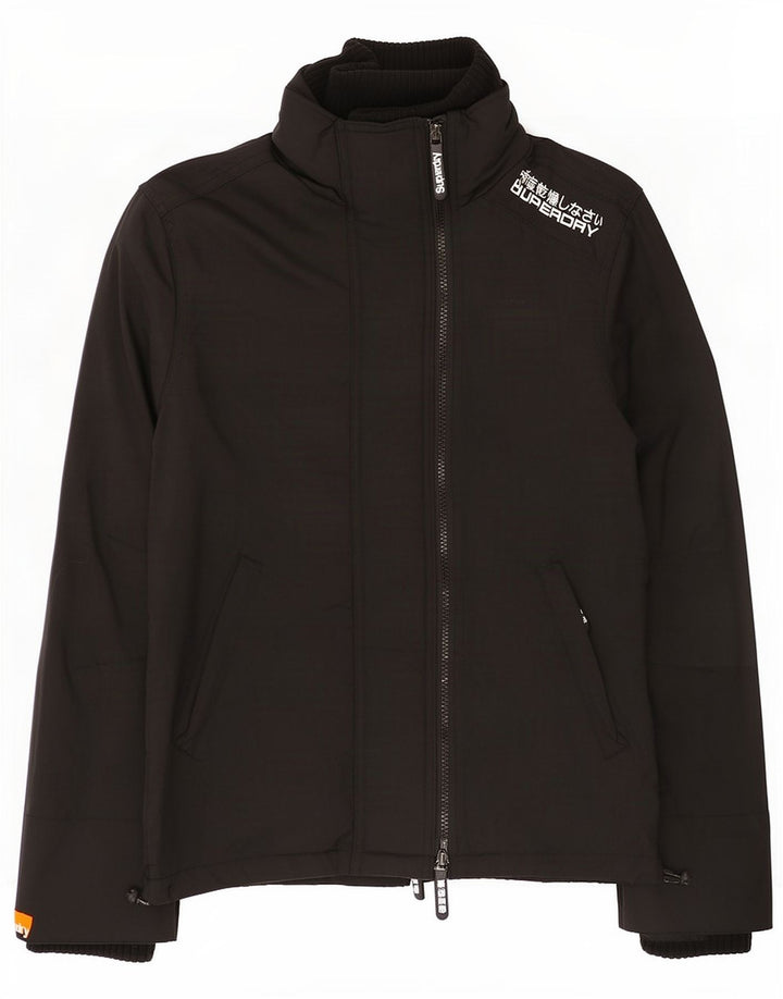 Damska kurtka przeciwdeszczowa Superdry UK 10, mała, czarna, nylonowa